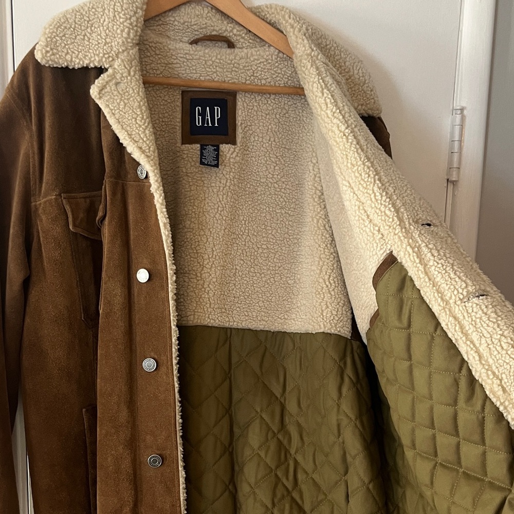GAP Olive and Cream Sherpa-Lined Military Jacket